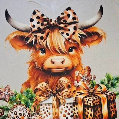 DTF Baby Highland Cow with Cheetah